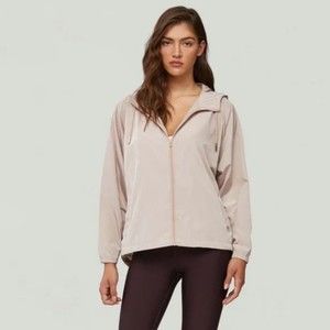 SOIA & KYO Mauve Pink Oaklynn Zip Up Hooded Raincoat Jacket S/M Windbreaker